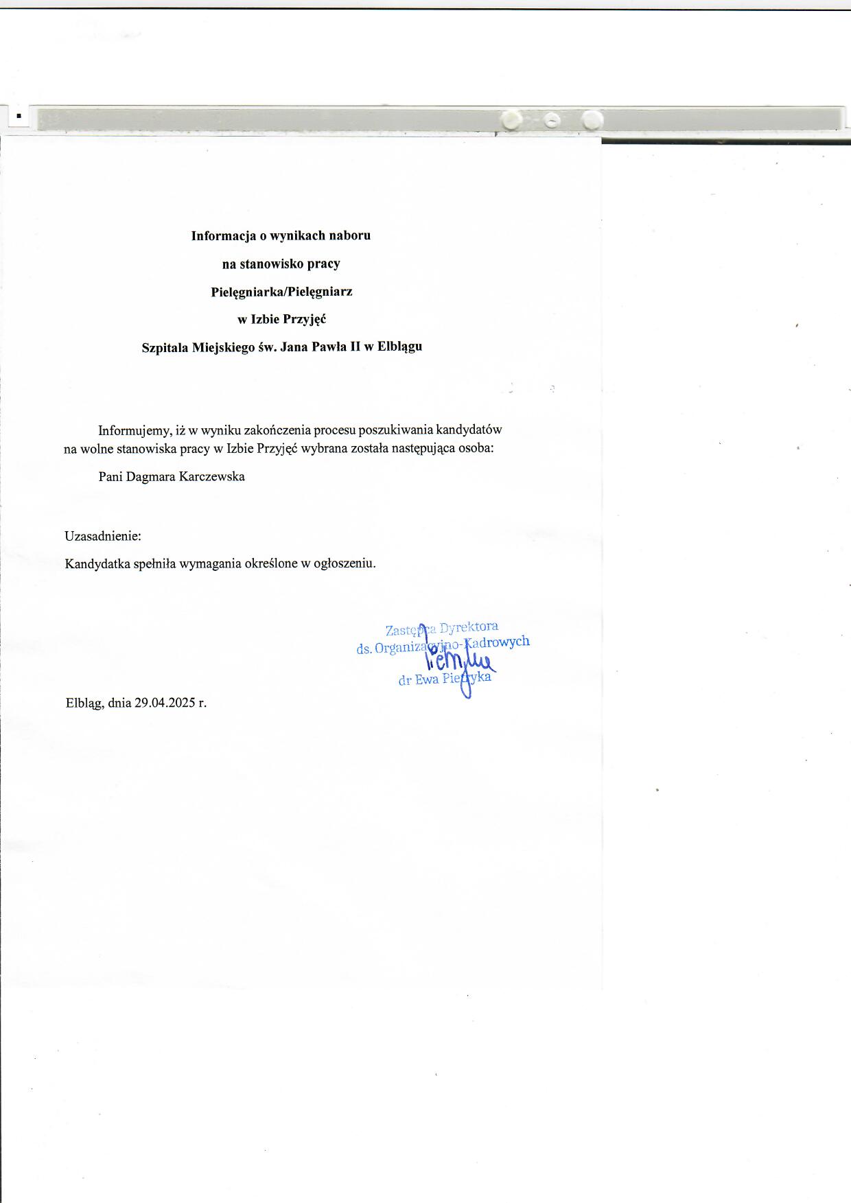 Izba Przyjęć 29.04