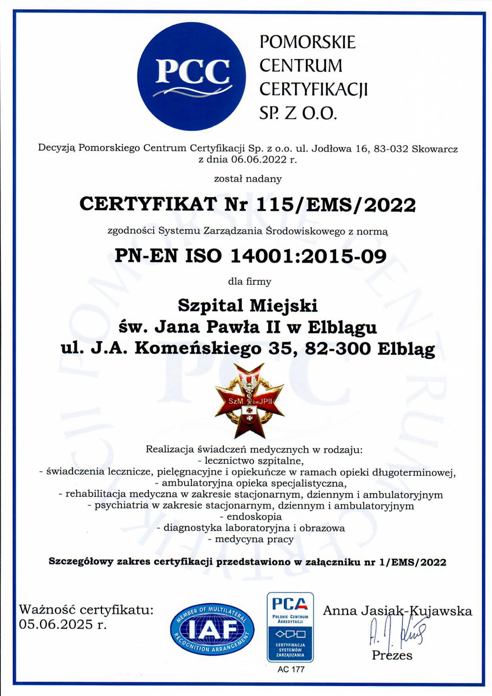 certyfikat EMS 2022 1